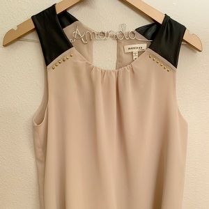 Monteau tank with faux leather and stud detailing